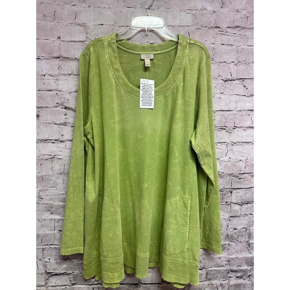 LOGO Lori Goldstein Women’s Blouse New Long Sleeve Green SZ XL